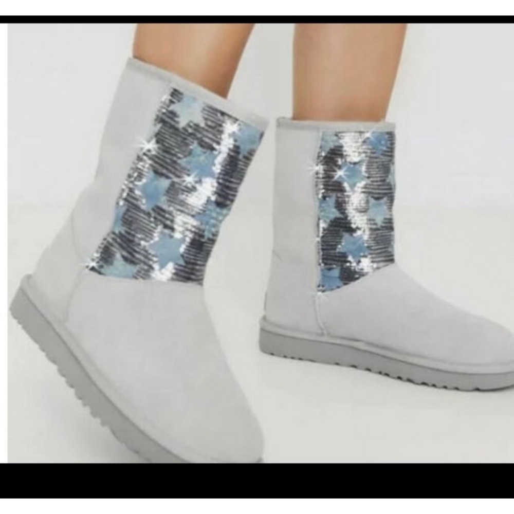 UGG Gray Sequin Star Short Boots! - Picture 4 of 7